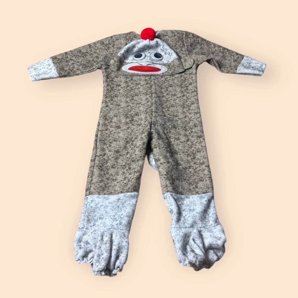 Baby Too Cute To Spook Sock Monkey Halloween Costume With Hat Sz 12-18 Mon